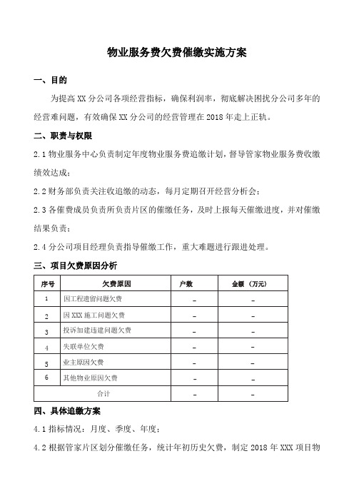 物业服务费欠费催缴实施方案(专业版)