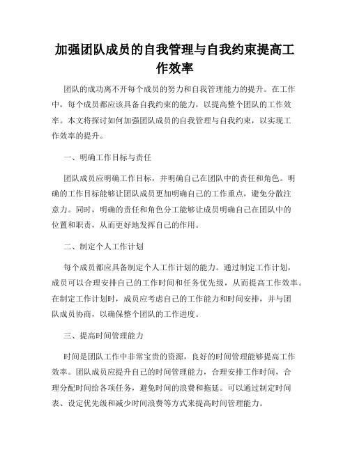 加强团队成员的自我管理与自我约束提高工作效率