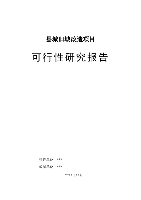 县城旧城改造项目可行性研究报告