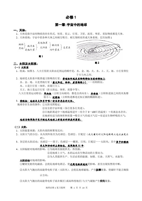 高一地理必修1复习提纲doc