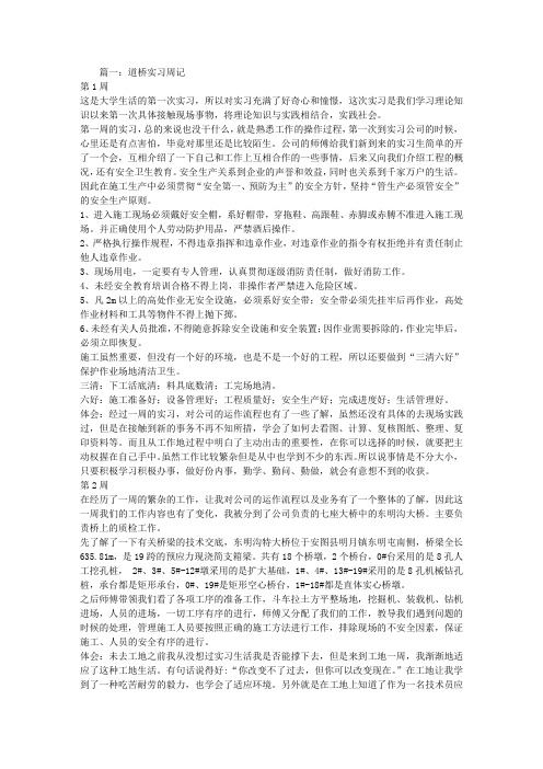 路桥专业实习周记