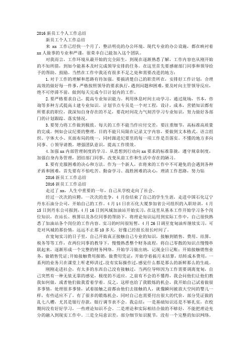 新员工2016年终工作总结
