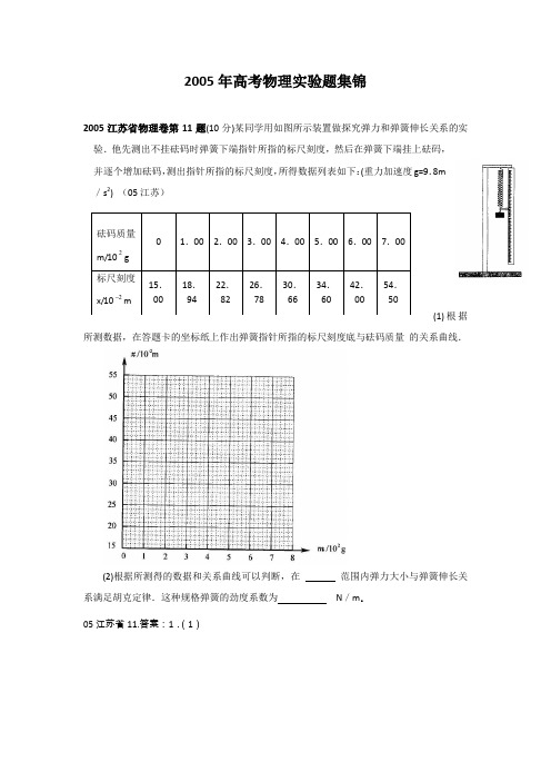 2005年高考物理实验题集锦.doc