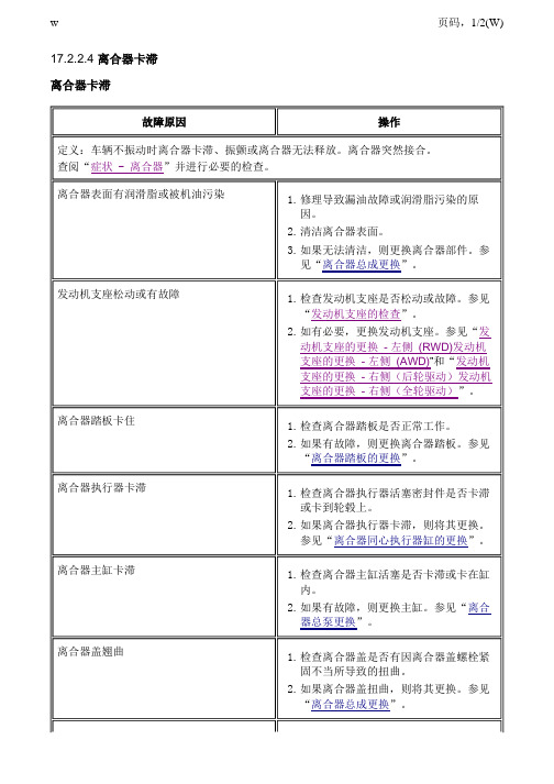 17224 离合器卡滞离合器卡滞