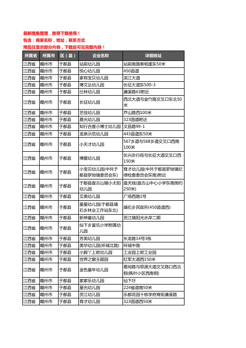 新版江西省赣州市于都县幼儿园企业公司商家户名录单联系方式地址大全197家