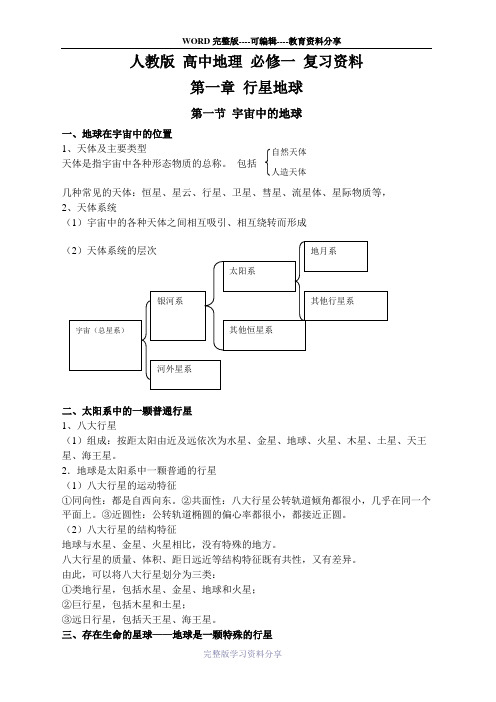 人教版-高中地理-必修一-复习资料