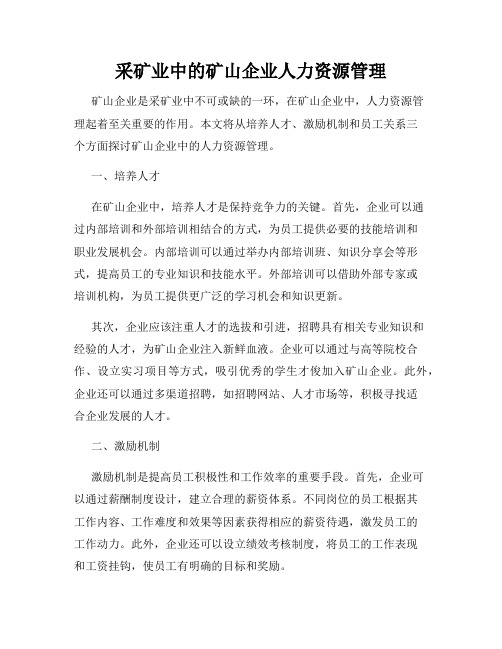 采矿业中的矿山企业人力资源管理