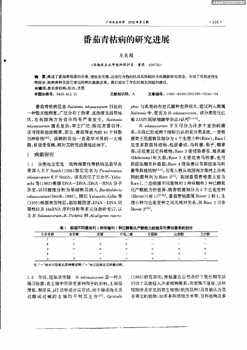 番茄青枯病的研究进展