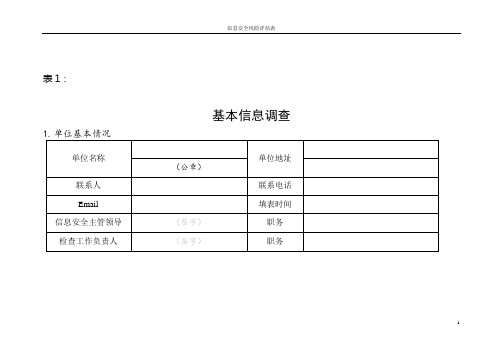 信息安全风险评估表汇总