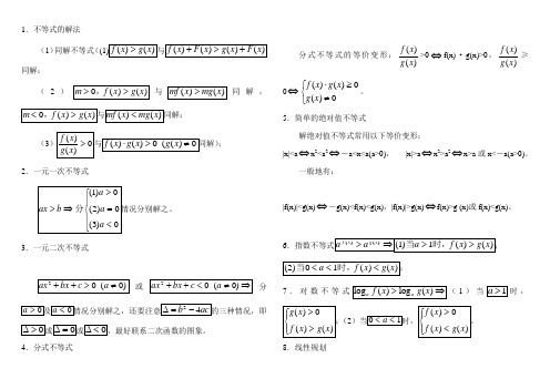 高中不等式知识点总结