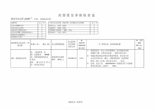 ts16949内审检查表