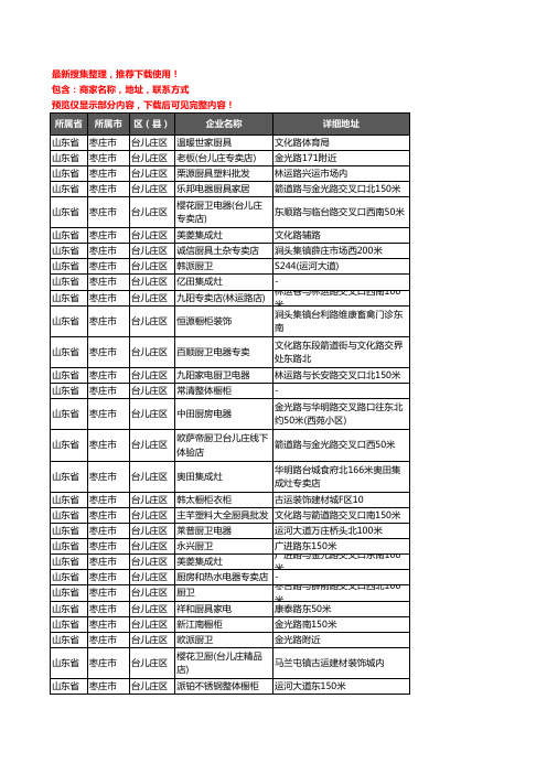 新版山东省枣庄市台儿庄区厨卫电器企业公司商家户名录单联系方式地址大全61家