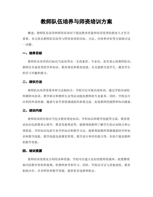 教师队伍培养与师资培训方案