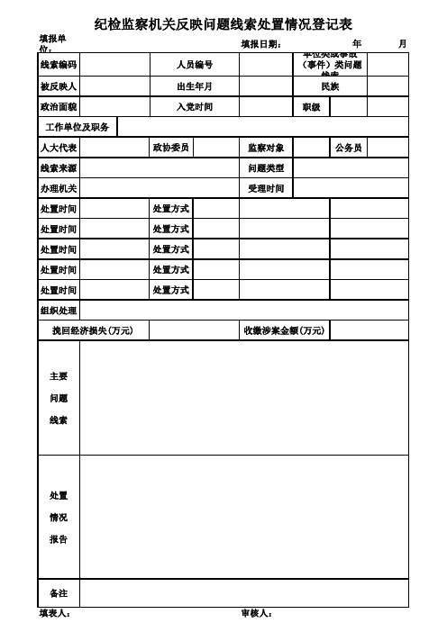 反映问题线索处置情况登记表新