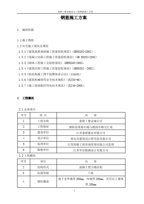 嘉联紫金城C区钢筋专项方案资料