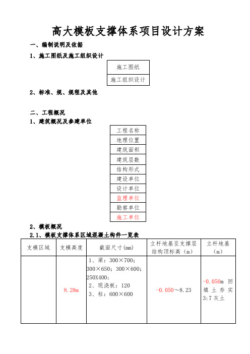 高大模板支撑体系项目设计方案