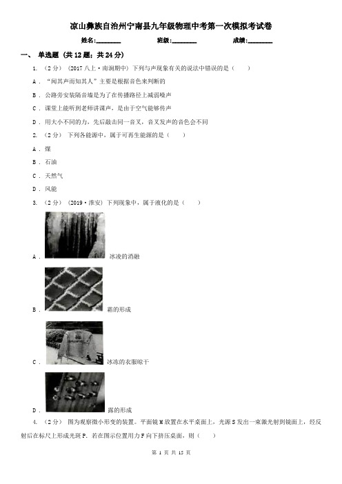 凉山彝族自治州宁南县九年级物理中考第一次模拟考试卷