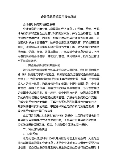 会计信息系统实习报告总结