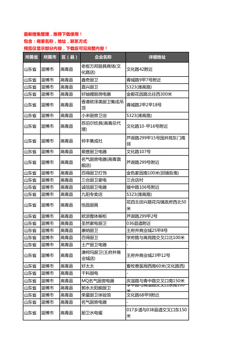 新版山东省淄博市高青县厨卫电器企业公司商家户名录单联系方式地址大全62家