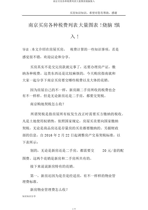 南京买房各类税费列表大量图表烧脑慎入