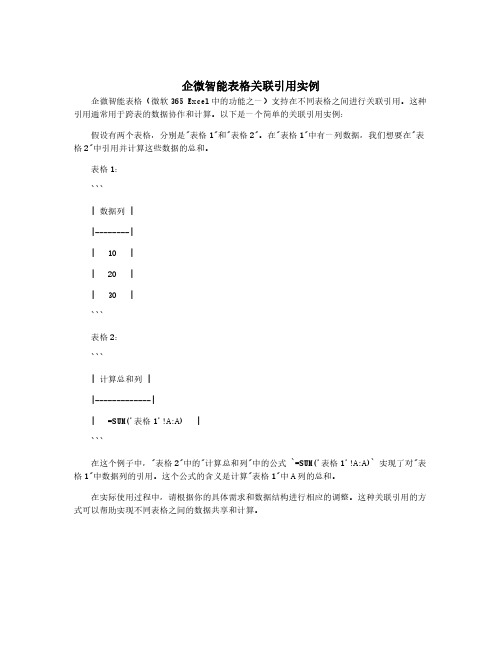 企微智能表格关联引用实例