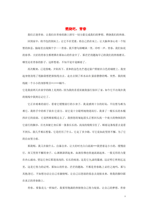 黑龙江省虎林市八五零农场学校学生七年级语文 燃烧吧,青优秀作文素材