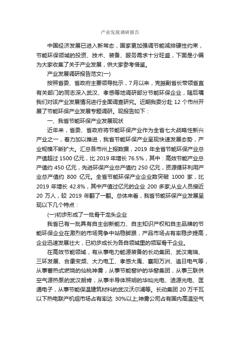 产业发展调研报告_调研报告_