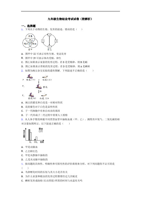 九年级生物结业考试试卷(附解析)