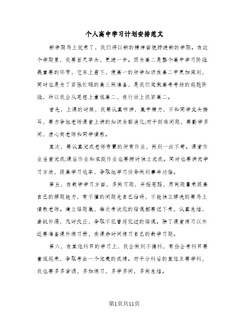 个人高中学习计划安排范文（四篇）