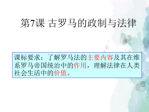 岳麓版高中历史必修一 古罗马的政制与法律 优质PPT公开课课件