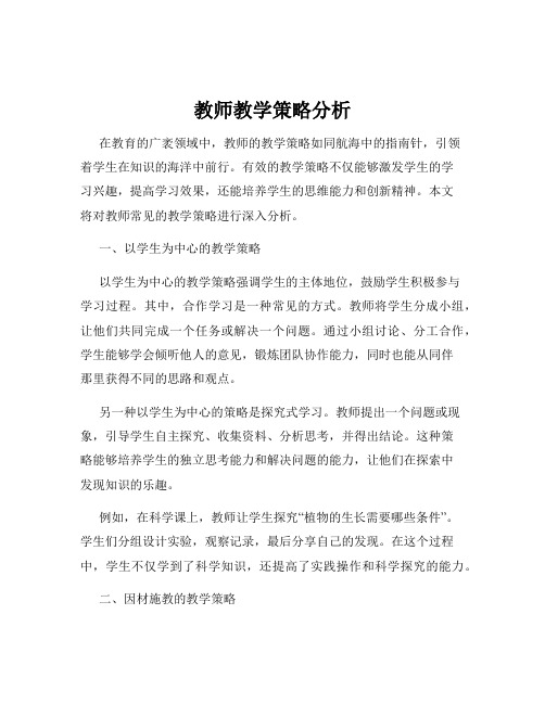 教师教学策略分析