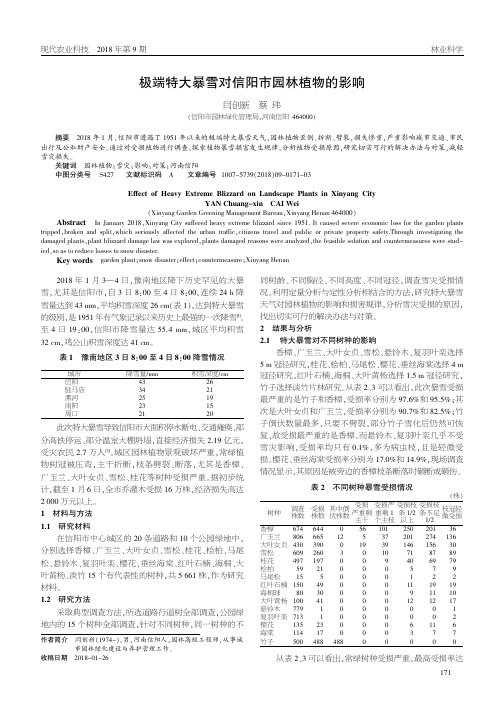 极端特大暴雪对信阳市园林植物的影响