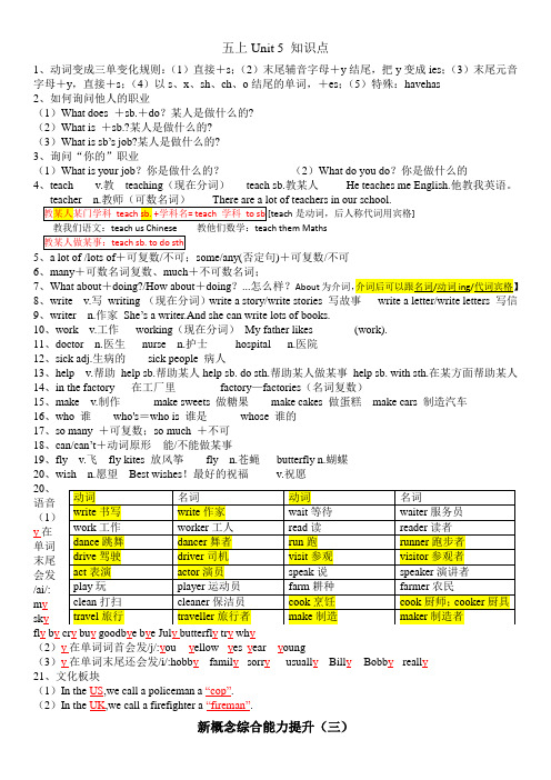 Unit5Whatdotheydo_知识点(知识清单)译林版英语五年级上册