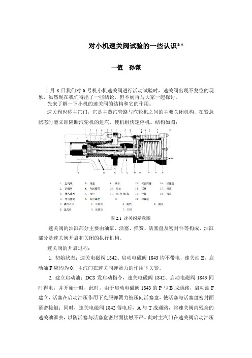 对小机速关阀试验的一些认识