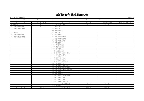 部门2019年财政拨款总表