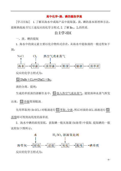 高中化学-溴、碘的提取学案