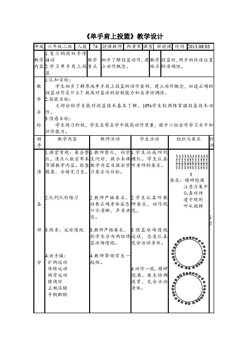 小学体育《单手肩上投篮》教学设计