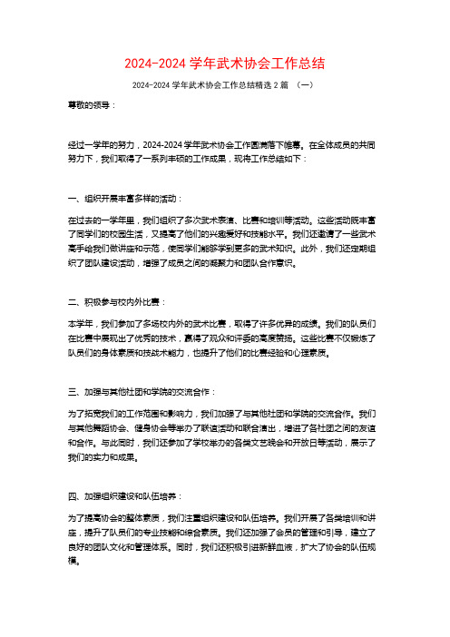 2024-2024学年武术协会工作总结2篇