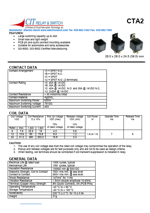 CTA2F1ACQ121.6中文资料