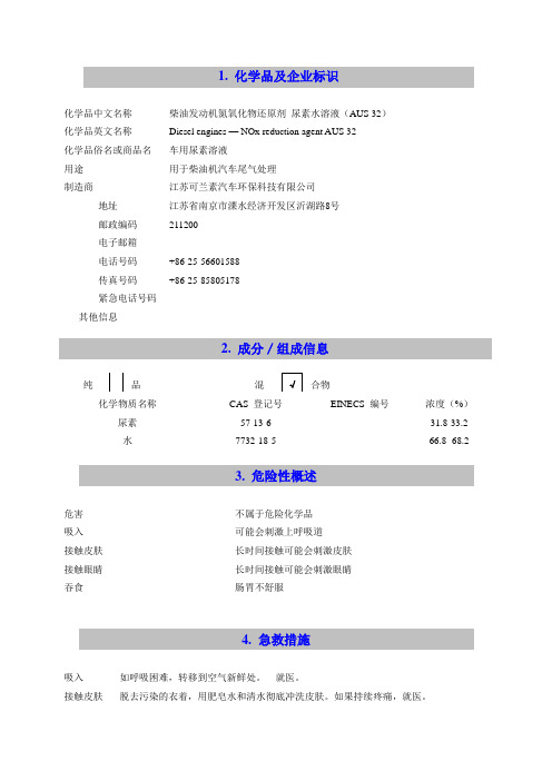 尿素溶液MSDS(1)