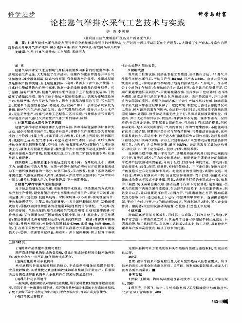 论柱塞气举排水采气工艺技术与实践