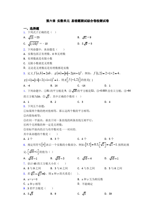 第六章 实数单元 易错题测试综合卷检测试卷