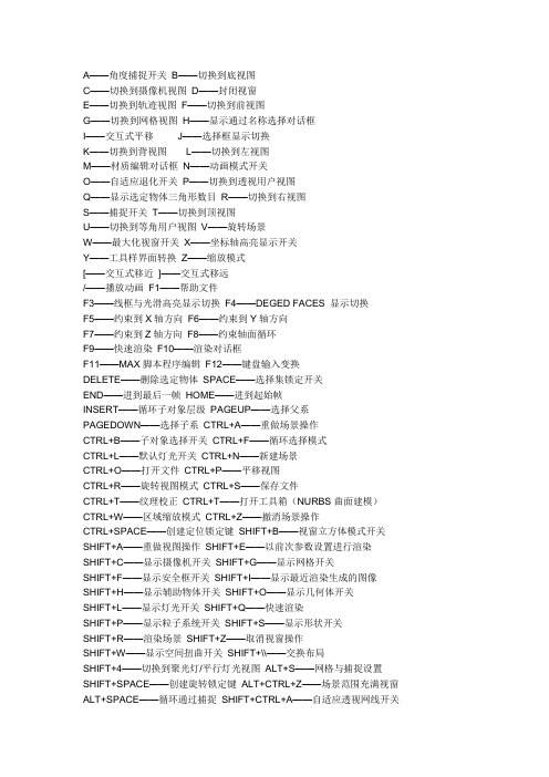 3dmax8的 快捷键