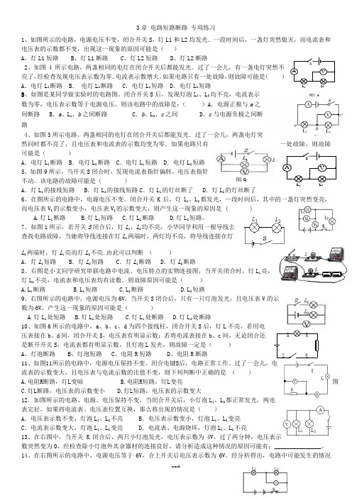 电路短路断路 专项练习(新、选)