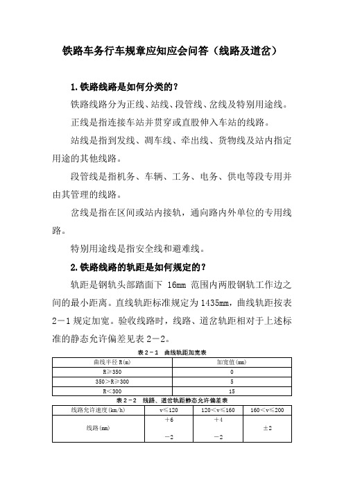 铁路车务行车规章应知应会问答(线路及道岔)