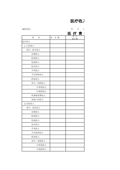 医院报表表格