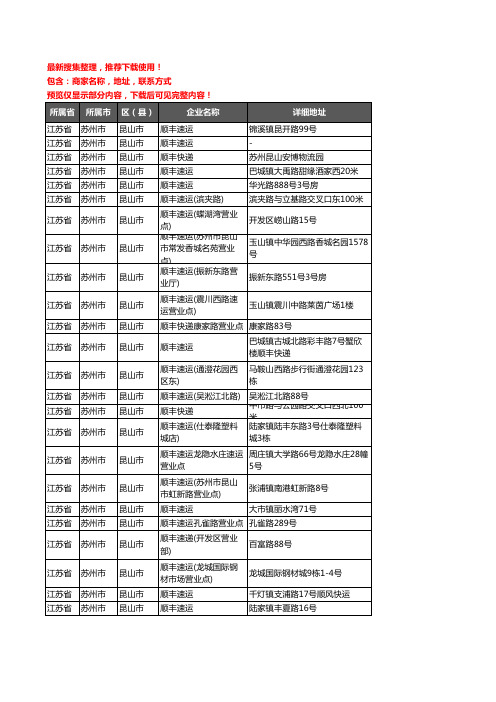 新版江苏省苏州市昆山市顺丰快递企业公司商家户名录单联系方式地址大全24家