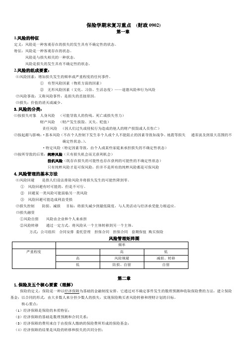 山东财经大学保险学期末复习