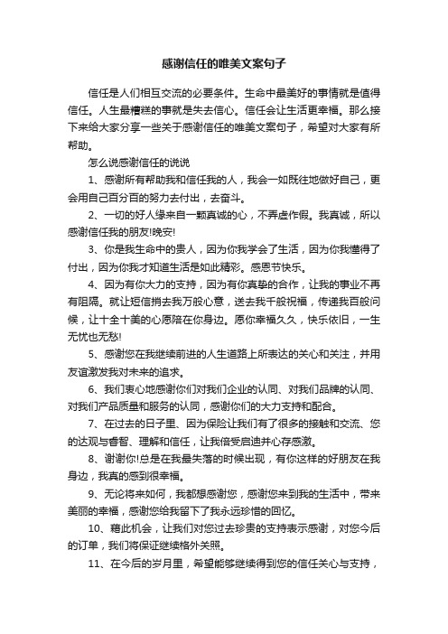 感谢信任的唯美文案句子