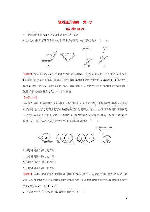 高中物理 第三章 相互作用 课后提升训练 3.2 弹力 新人教版必修1